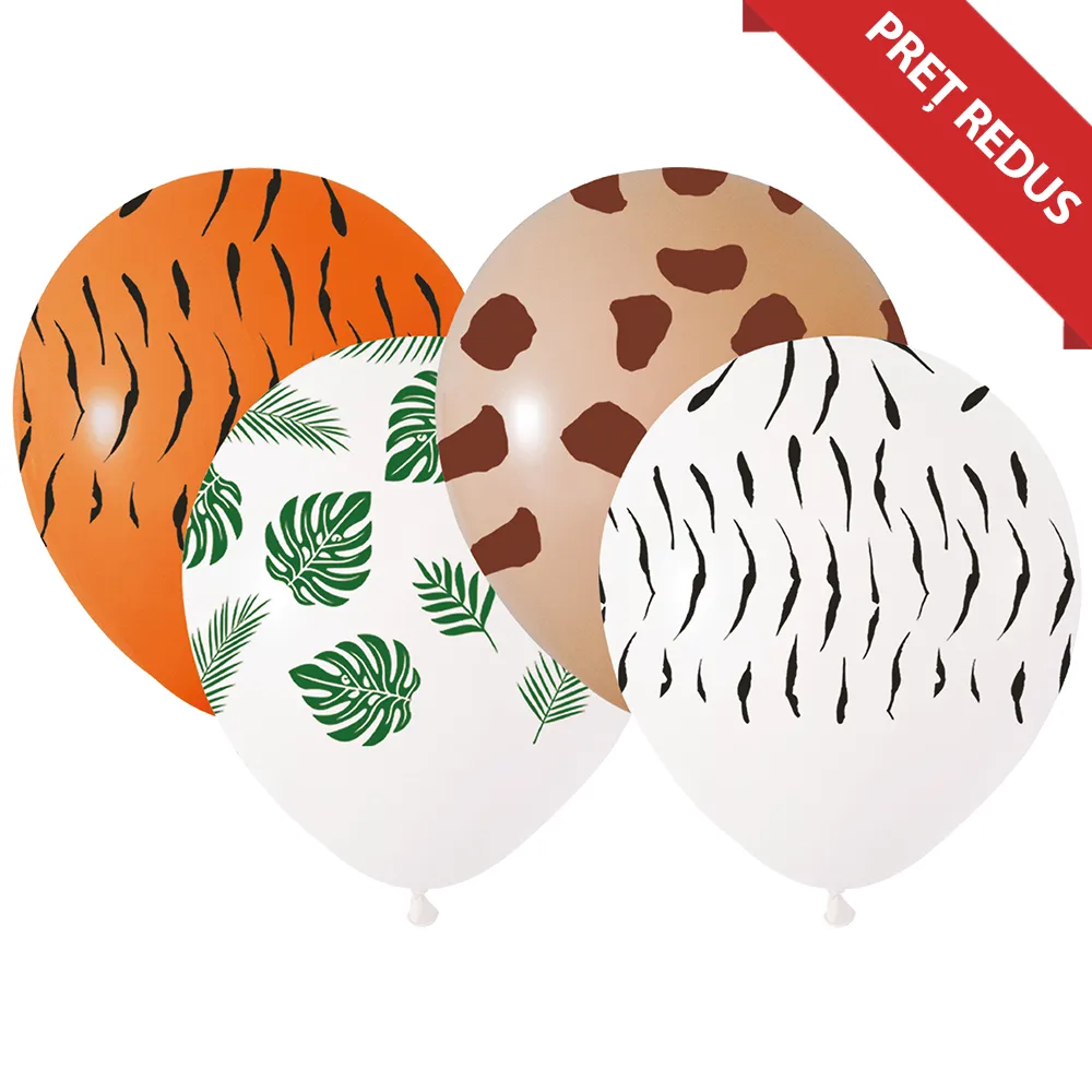 Set 8 Baloane Latex 45cm print Animale Safari