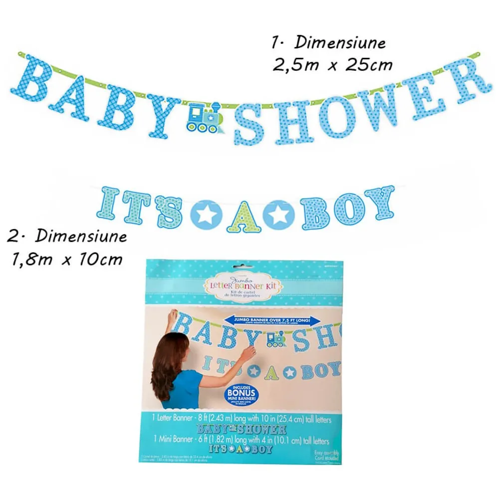 Set 2 bannere Carton (Hartie) - Baby Boy 256 x 25.4 cm / 182 x 10.1 cm AMS 121462