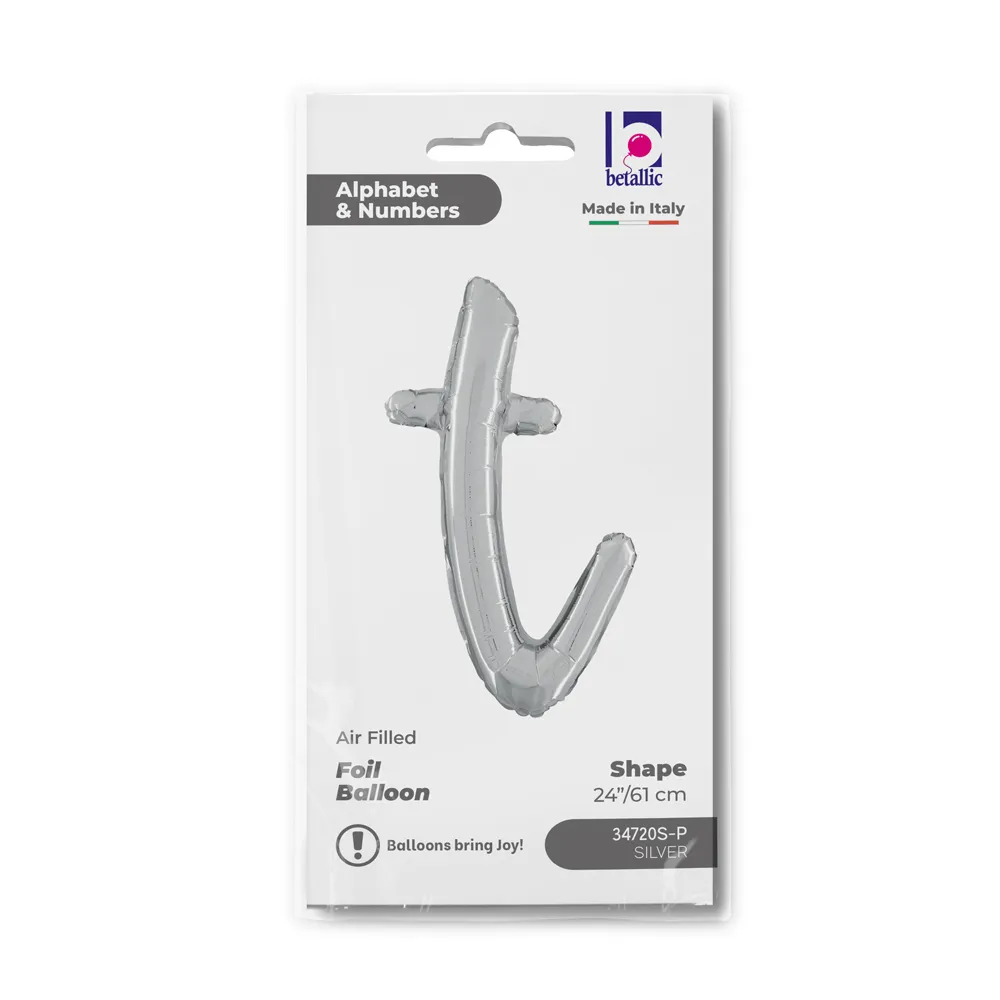 Balon Folie LITERA (AER) SCRIPT T Argintiu 61cm Grabo