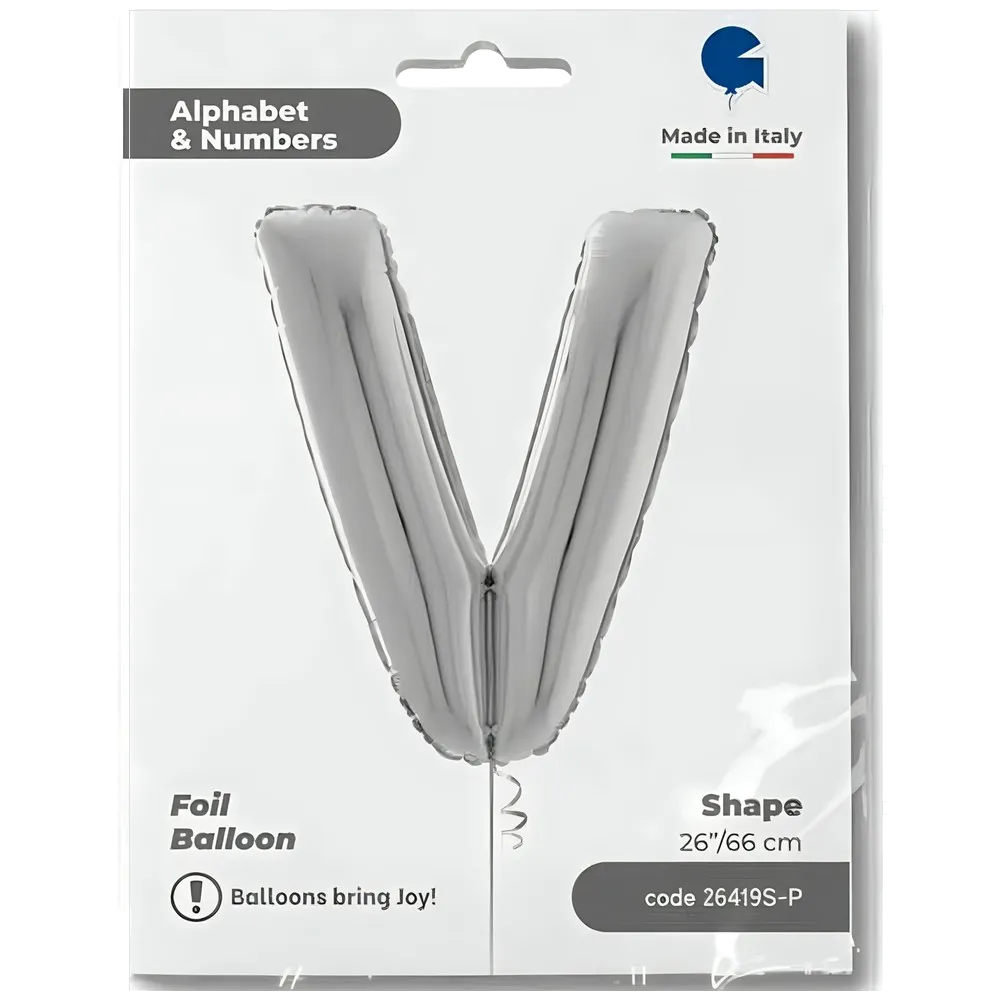 Balon Folie LITERA V Argintiu 66 cm Grabo