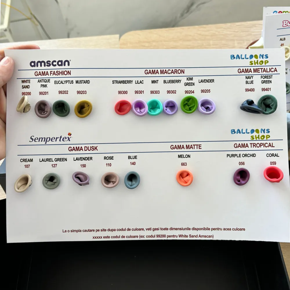 Catalog cu baloane latex din portofoliul Balloons Shop