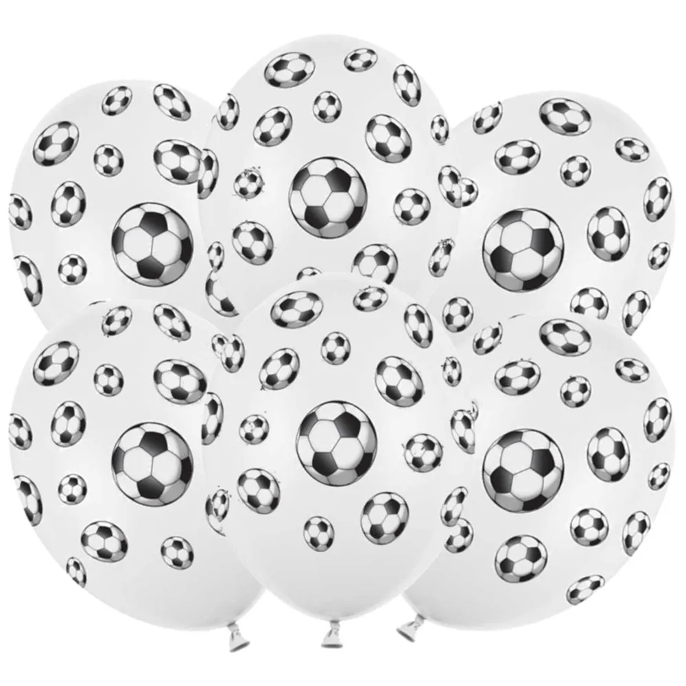 SET 10 Baloane Latex cu print Minge Fotbal 30 cm Albe