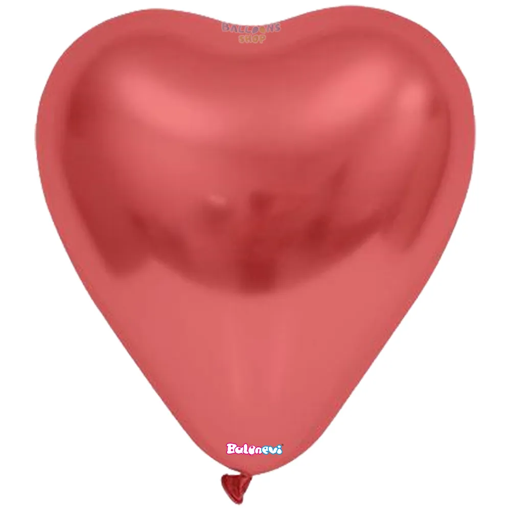 Baloane Latex Inima 30cm Chrome Rosu -03K