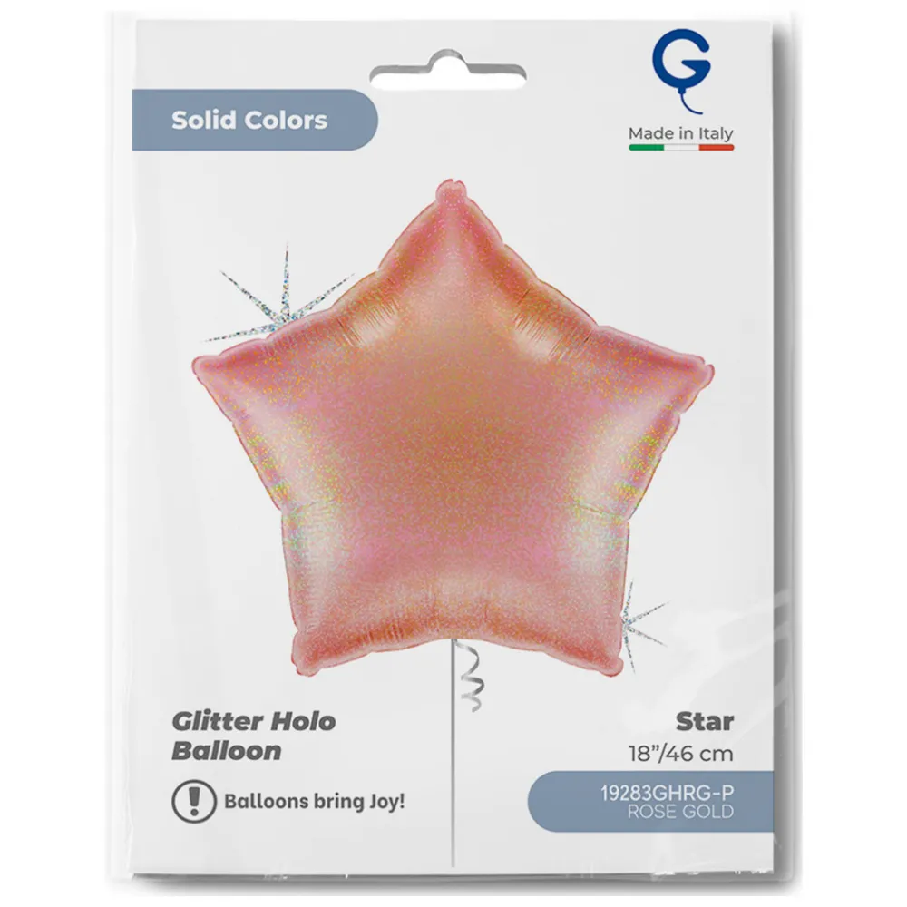 Balon Folie Stea Rose Gold Holografica 46 cm Grabo