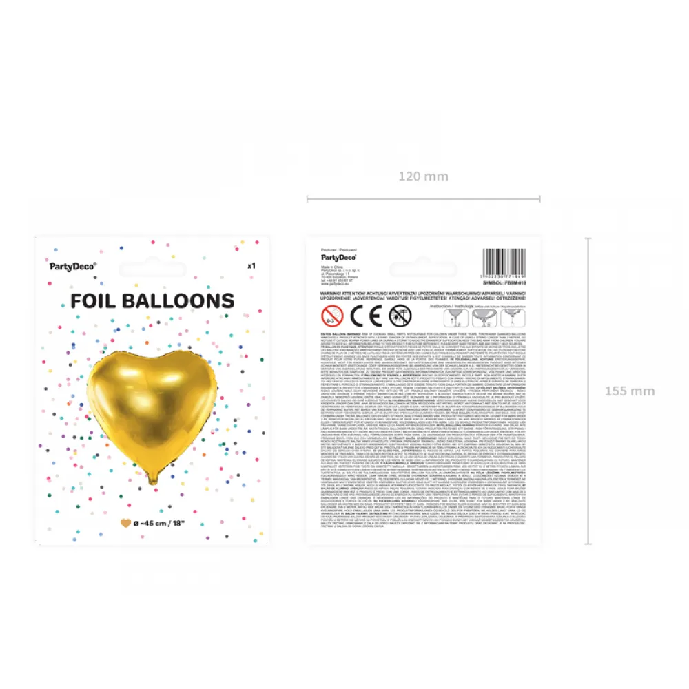 Balon folie Inima Aurie 45cm PDC1055
