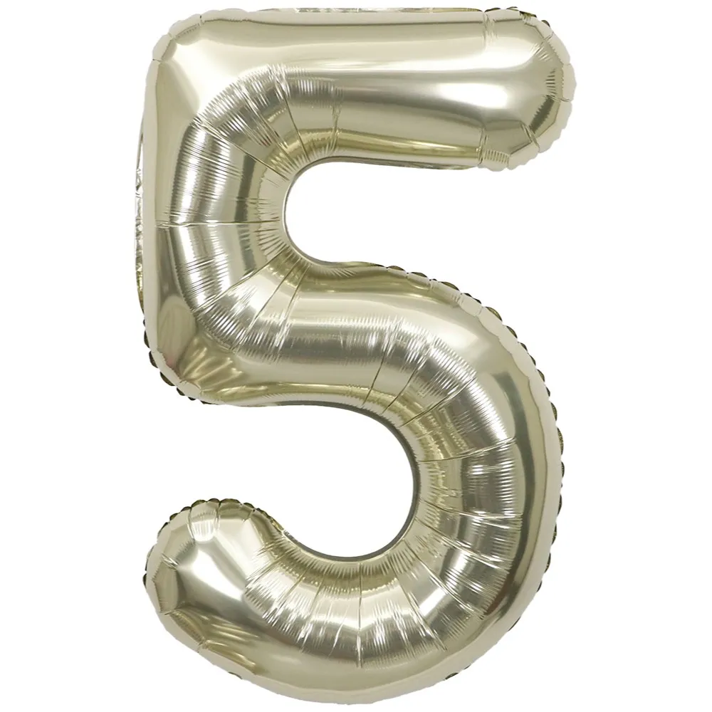 Balon Folie Cifra 5 White Gold 87cm