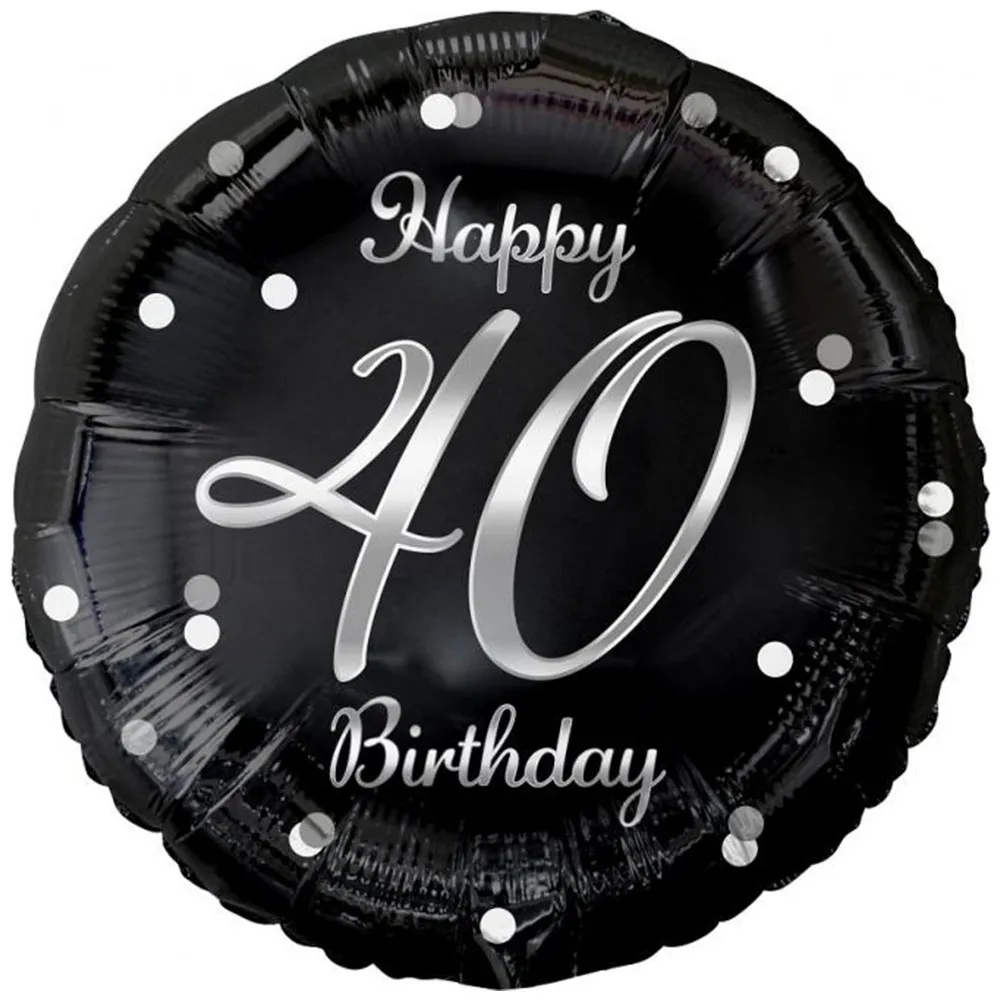 Balon Folie Rotund Happy 40th Birthday Confetti Argintiu 45cm