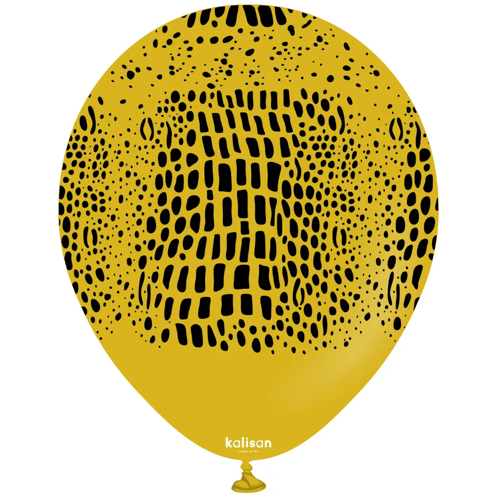 Baloane latex 30cm Safari Crocodile - Mustard Print - Black