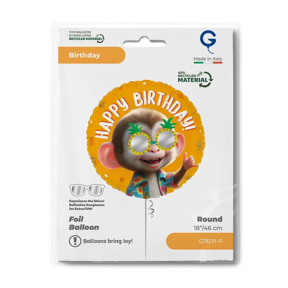 Balon Folie Rotund Cool Monkey 46cm