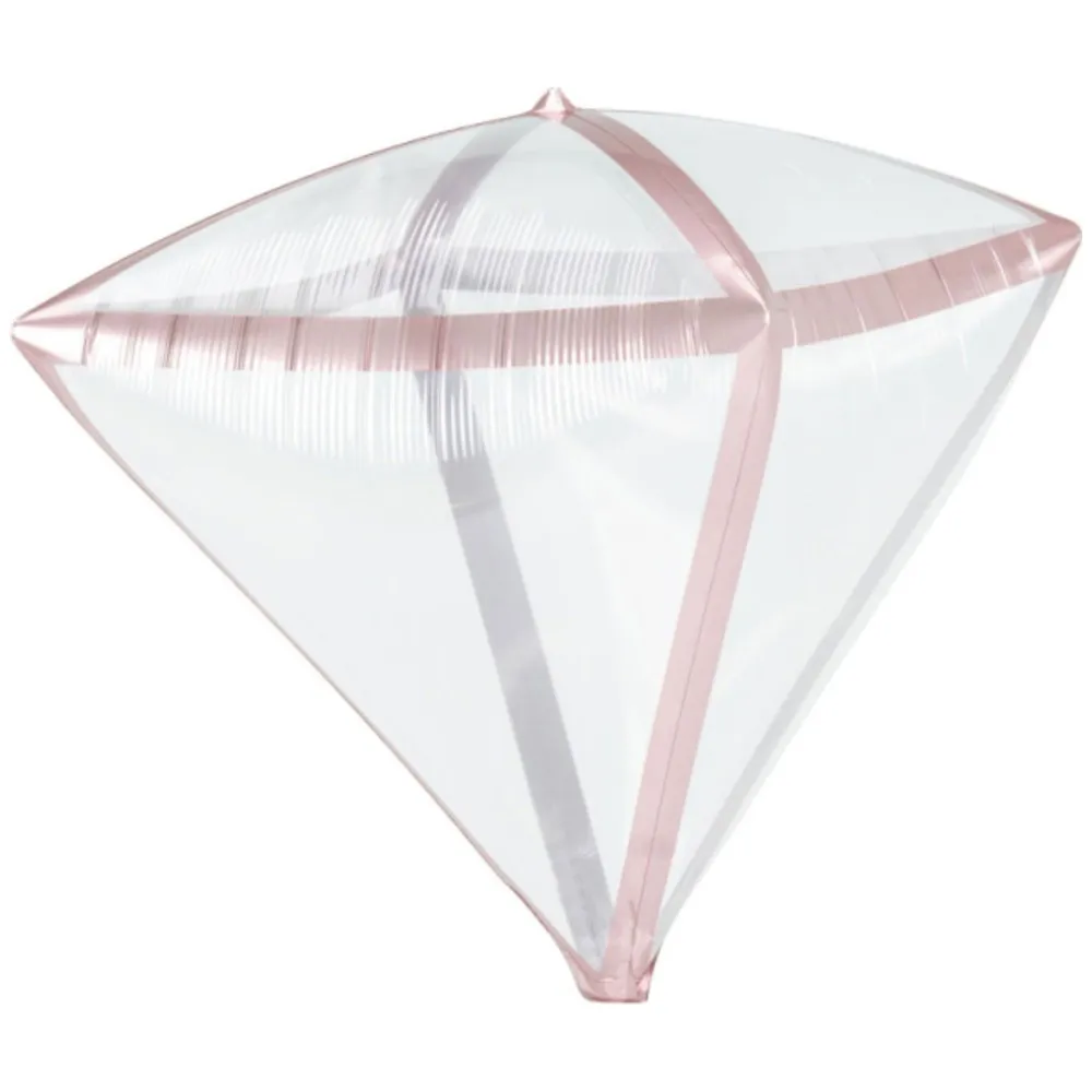 Balon folie Diamant Transparent Contur Rose Gold 38x43cm AMS 41082