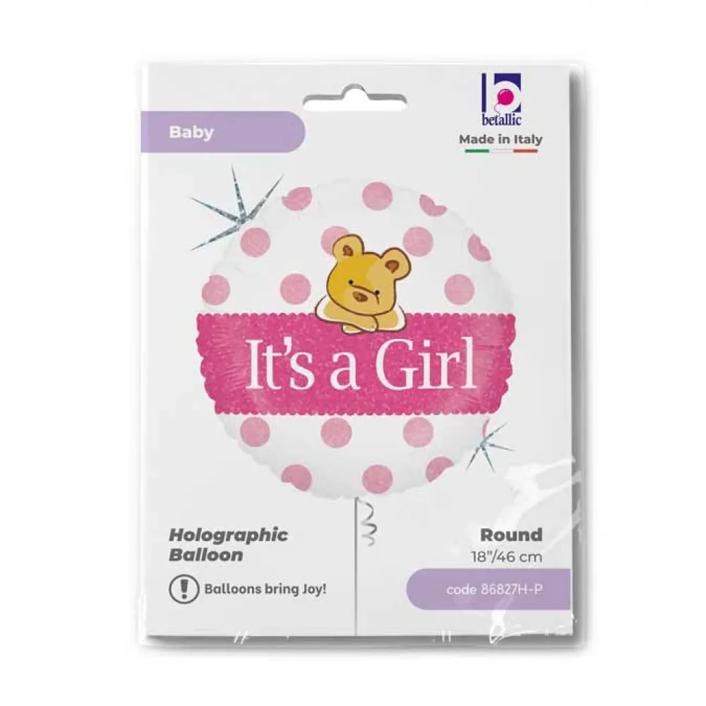 Balon Folie Rotund It's a Girl Ursulet 46 cm Grabo