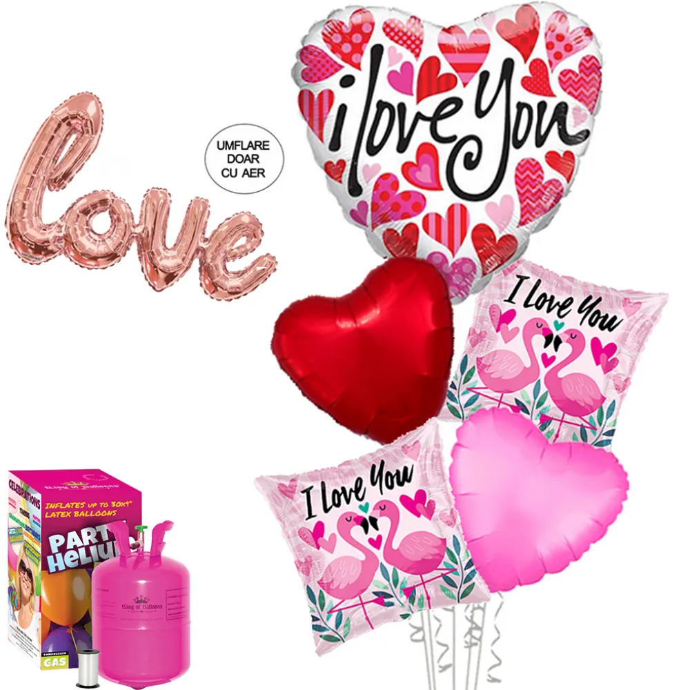 Pachet Baloane Valentine's Day (cu butelie mica)