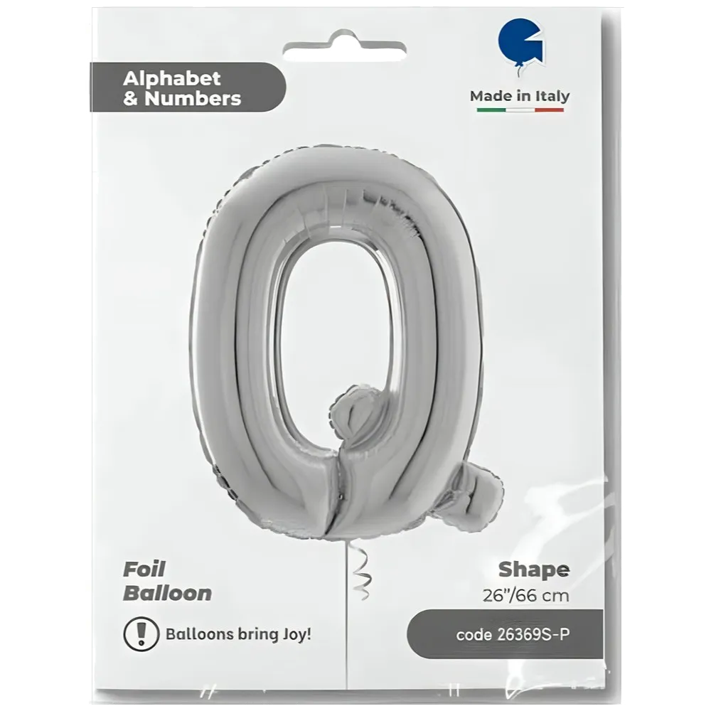 Balon Folie LITERA Q Argintiu 66 cm Grabo