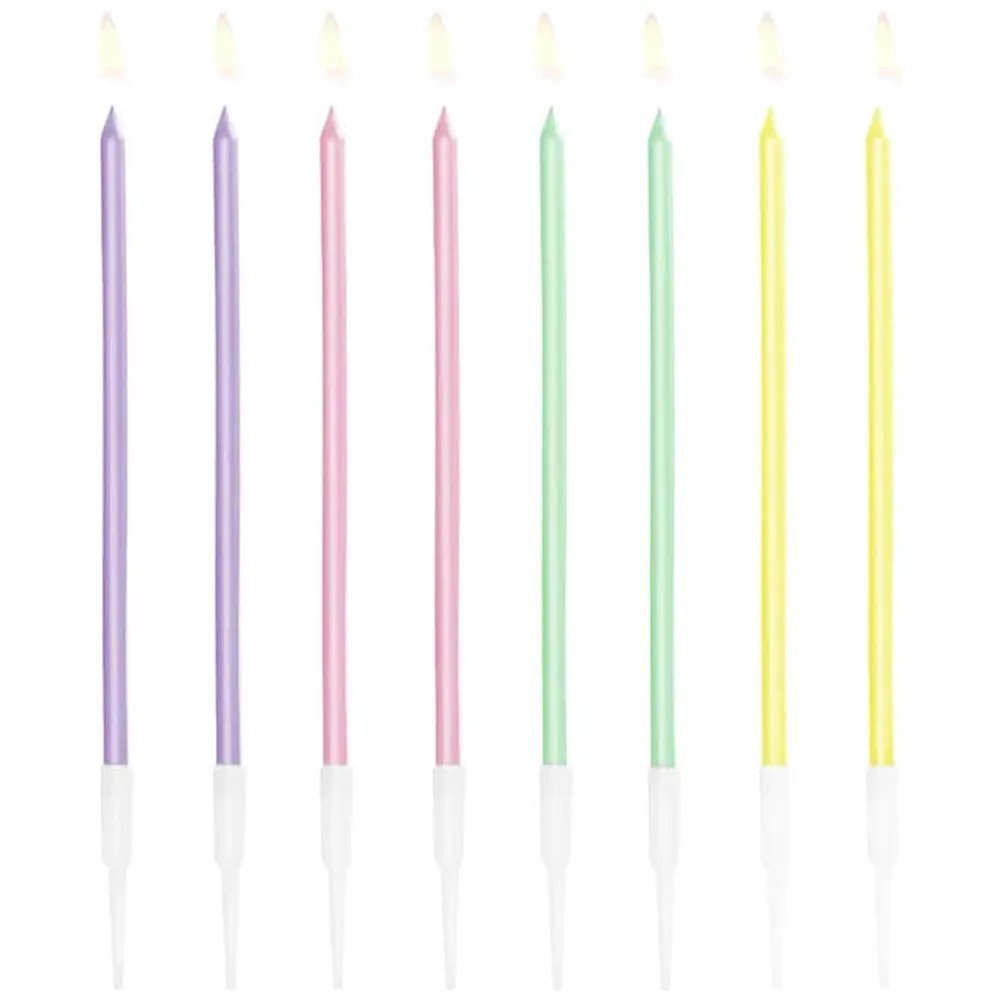 Set 16 Lumanari cu suport Pastel 14cm