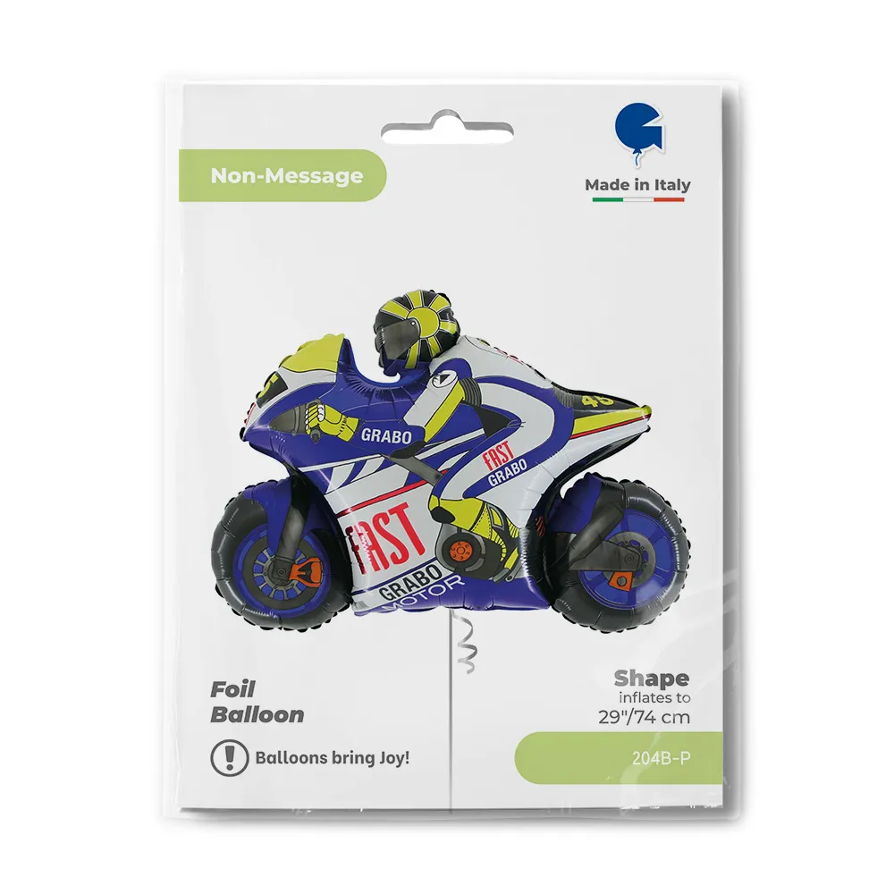 Balon Folie Figurina Motocicleta Curse Albastra 74cm Grabo