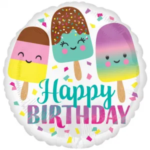 Balon Folie Figurina Ice Cream Happy Birthday 43cm AMS 39622
