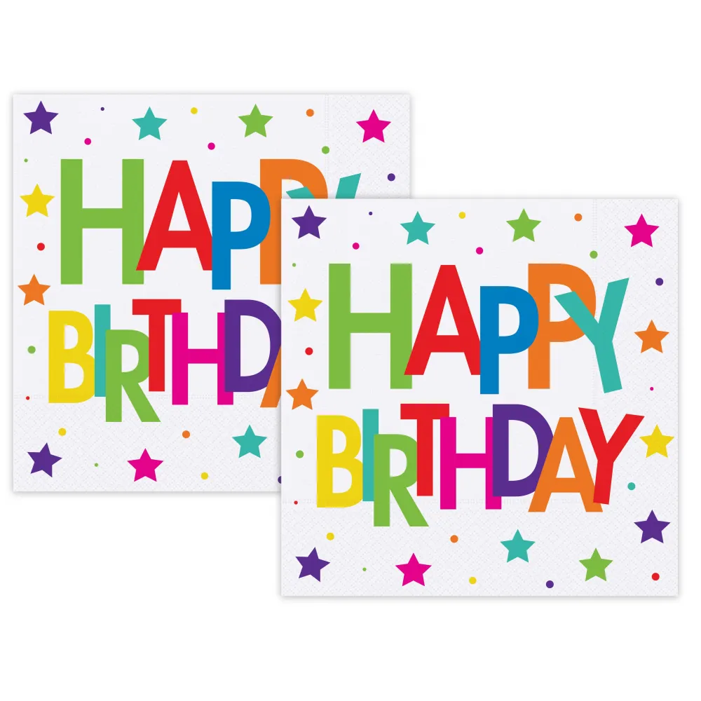 Set 16 Servetele Petrecere cu print Rainbow Happy Birthday HB7245