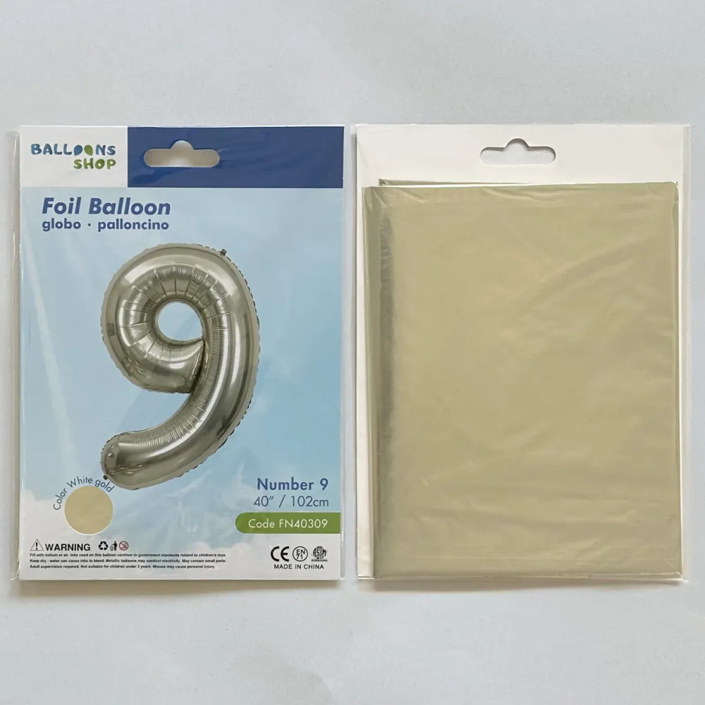 Balon Folie Cifra 9 White Gold 87cm