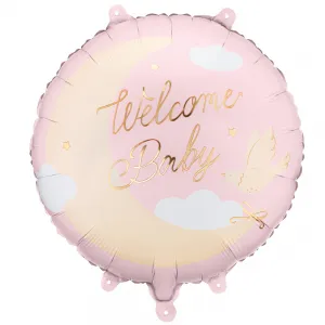 Balon Folie Welcome Baby Moon Roz 35x35cm