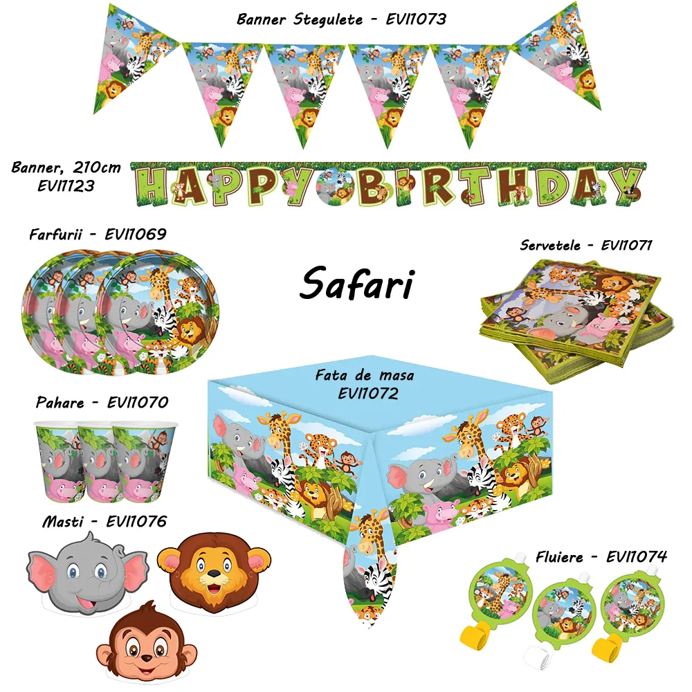 Set 16 Servetele Petrecere cu print Animale Safari SF8726
