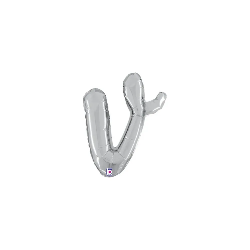 Balon Folie LITERA (AER) SCRIPT V Argintiu 35 cm Grabo