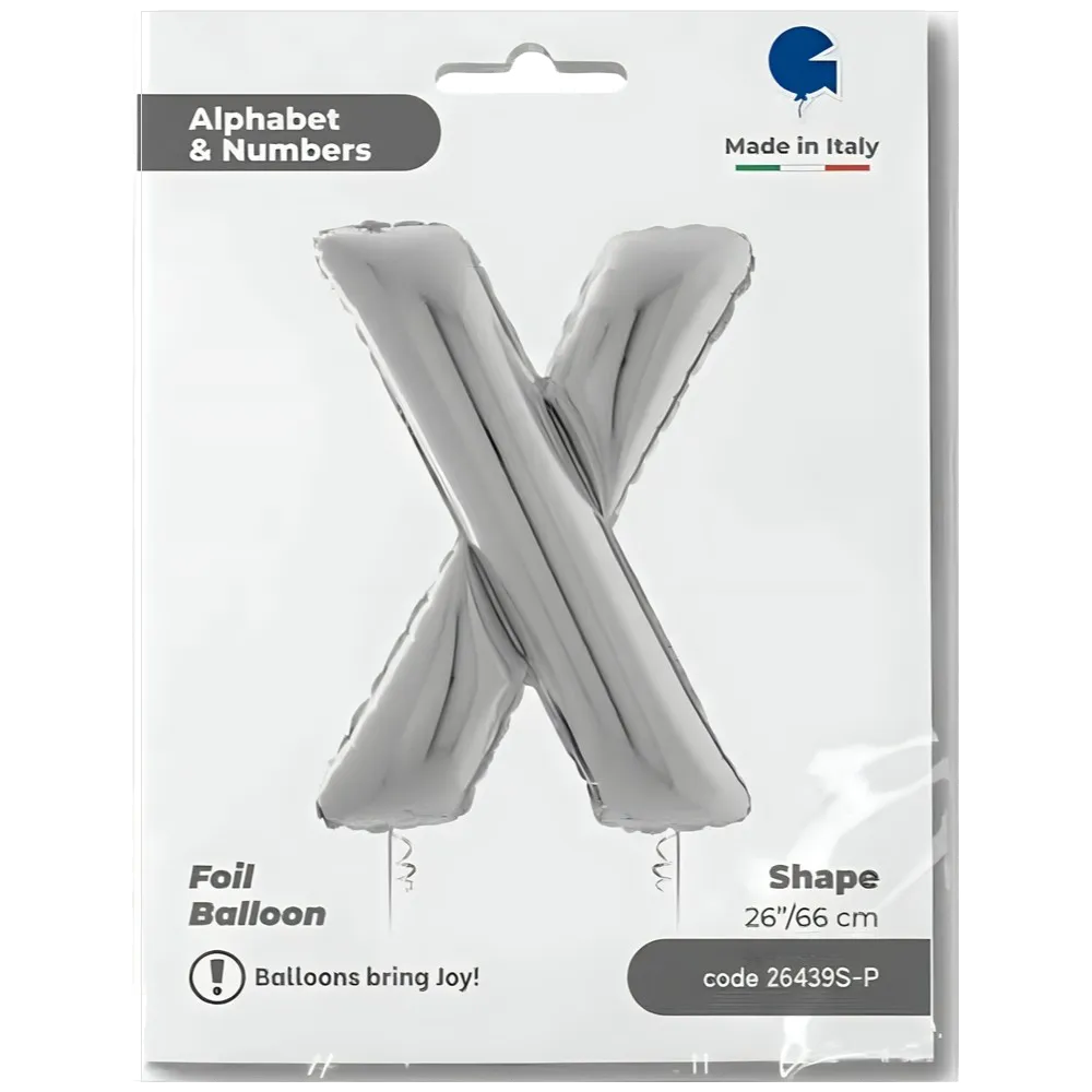 Balon Folie LITERA X Argintiu 66 cm Grabo