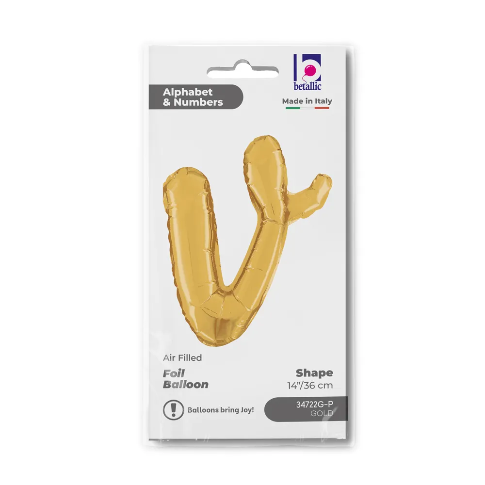 Balon Folie LITERA (AER) SCRIPT V Auriu 35 cm Grabo