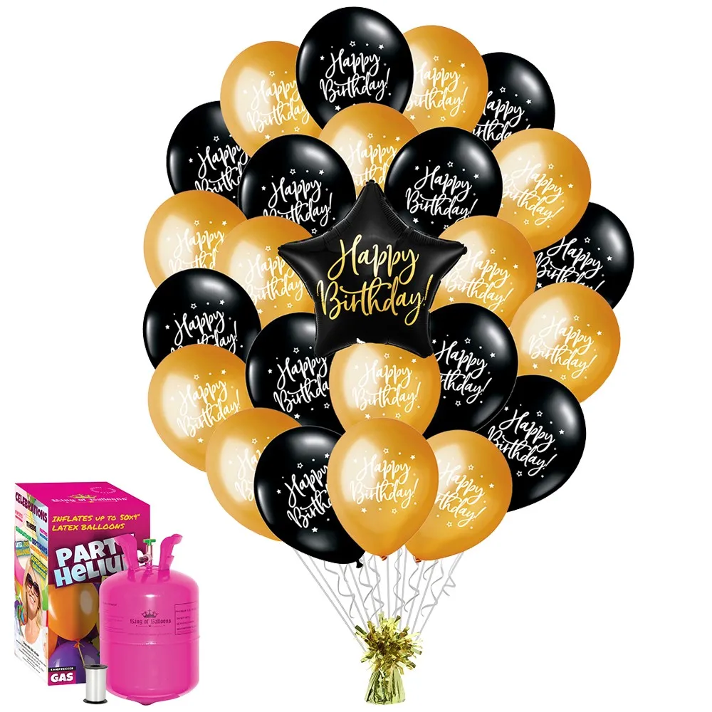 Set 26 Baloane Aniversare Tematica Negru-Auriu Balloons Shop 2022210