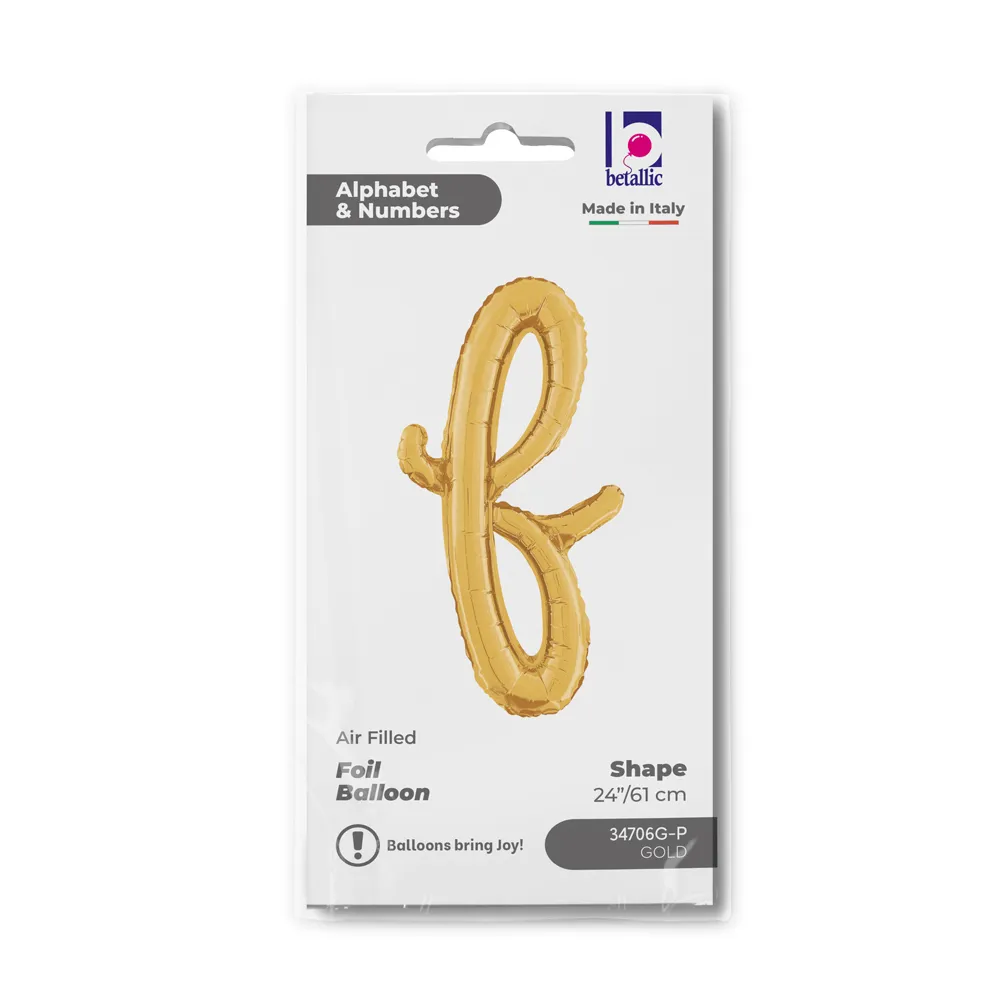 Balon Folie LITERA (AER) SCRIPT F Auriu 61cm Grabo