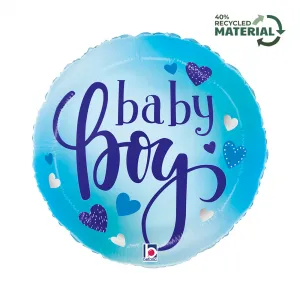Balon Folie Rotund Baby Boy Inimioare 46cm