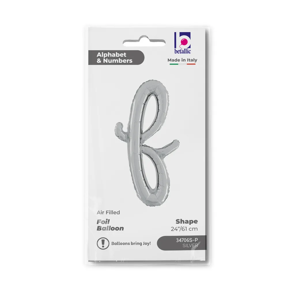 Balon Folie LITERA (AER) SCRIPT F Argintiu 61cm Grabo