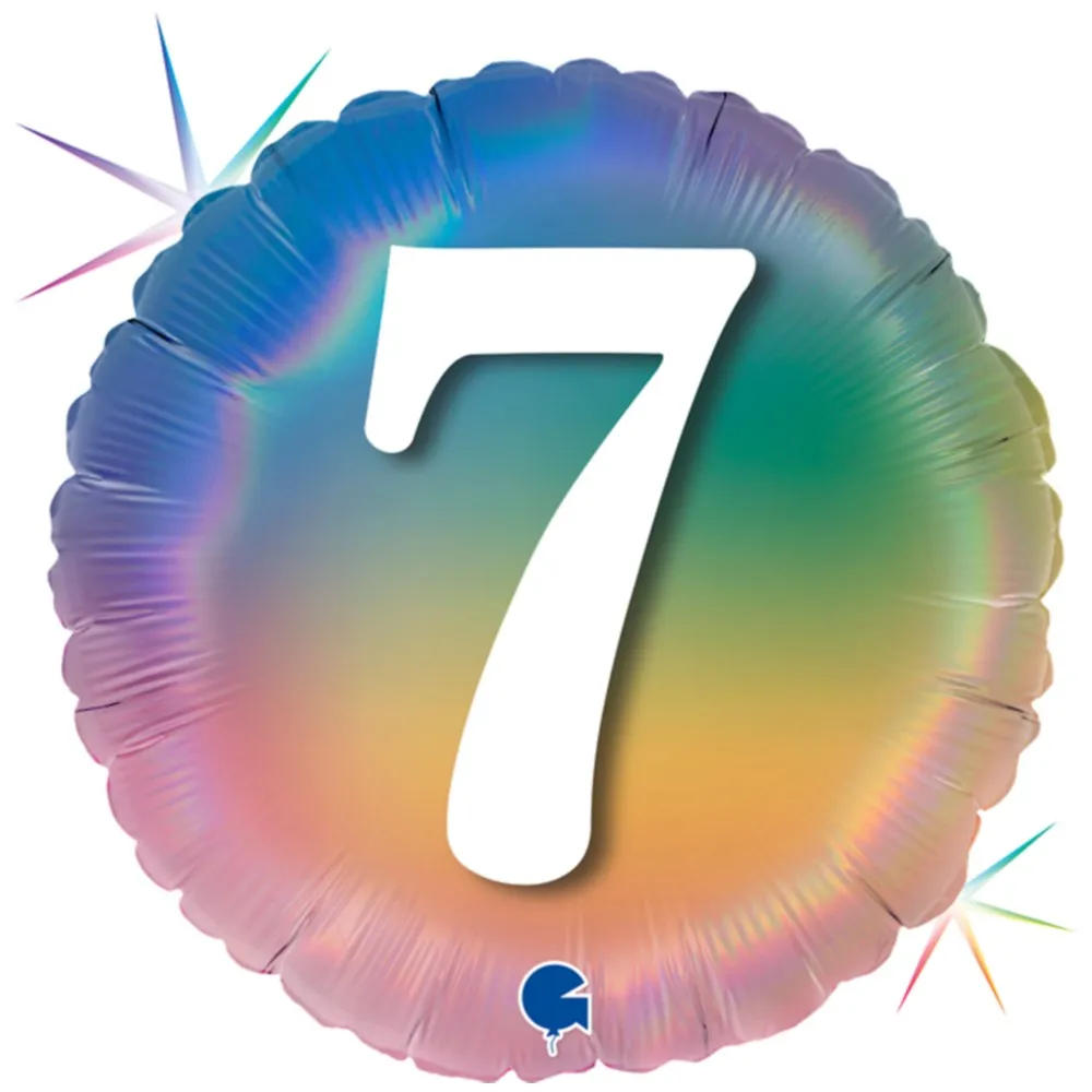 Balon Folie Rotund CIFRA 7 Rainbow 46 cm Grabo