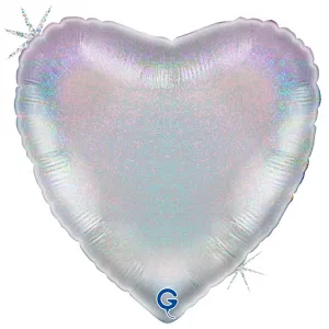 Balon Folie Inima Argintie Holografica 46 cm Grabo