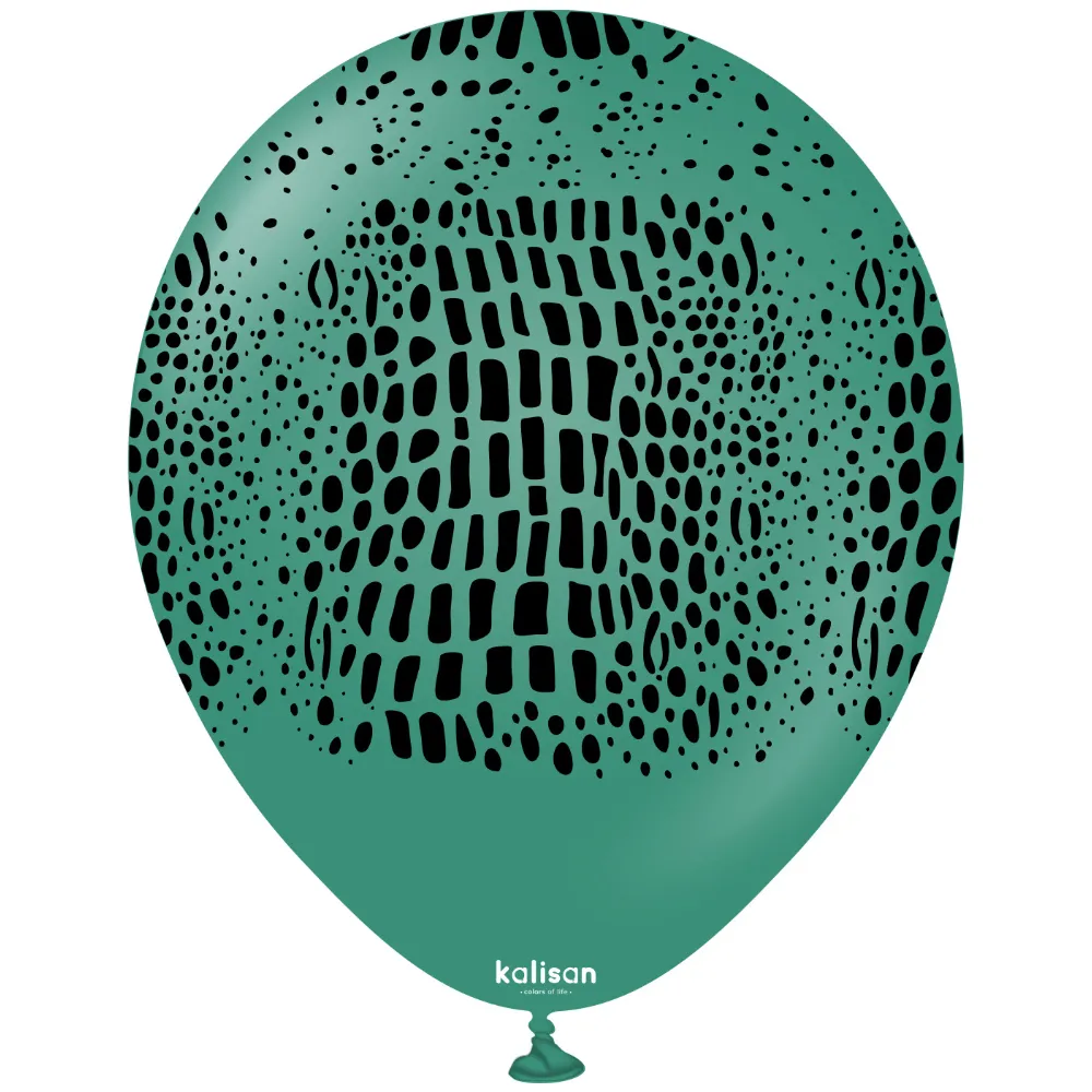 Baloane latex 30cm Safari Crocodile - Sage Print - Black