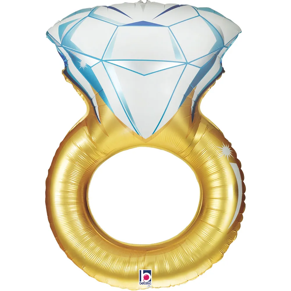 Balon Folie Figurina Inel Auriu cu Diamant 86cm