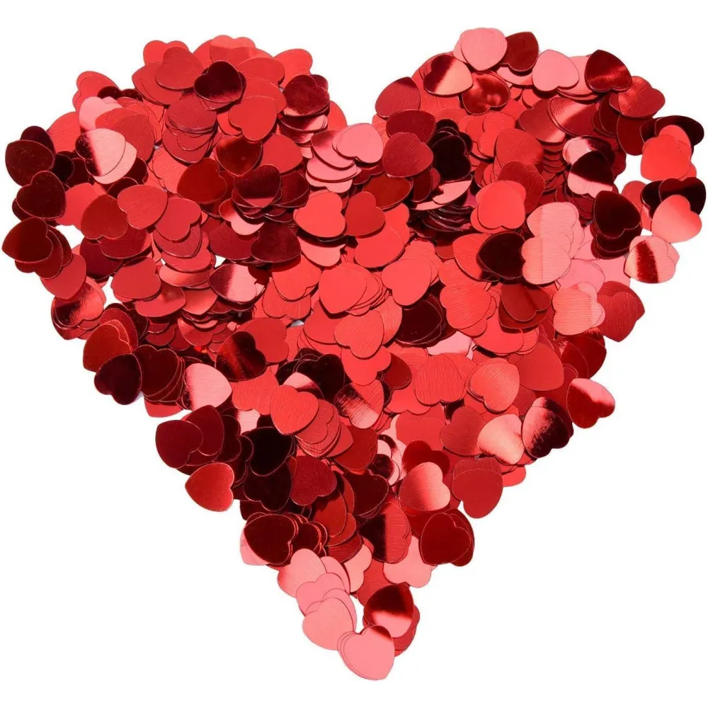 Confetti Metalic Rosu 1.5cm Inima 100g
