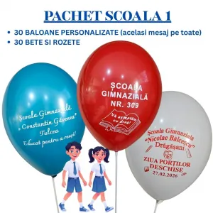 Pachet Scoala 30 baloane personalizate + 30 Bete plastic 202530
