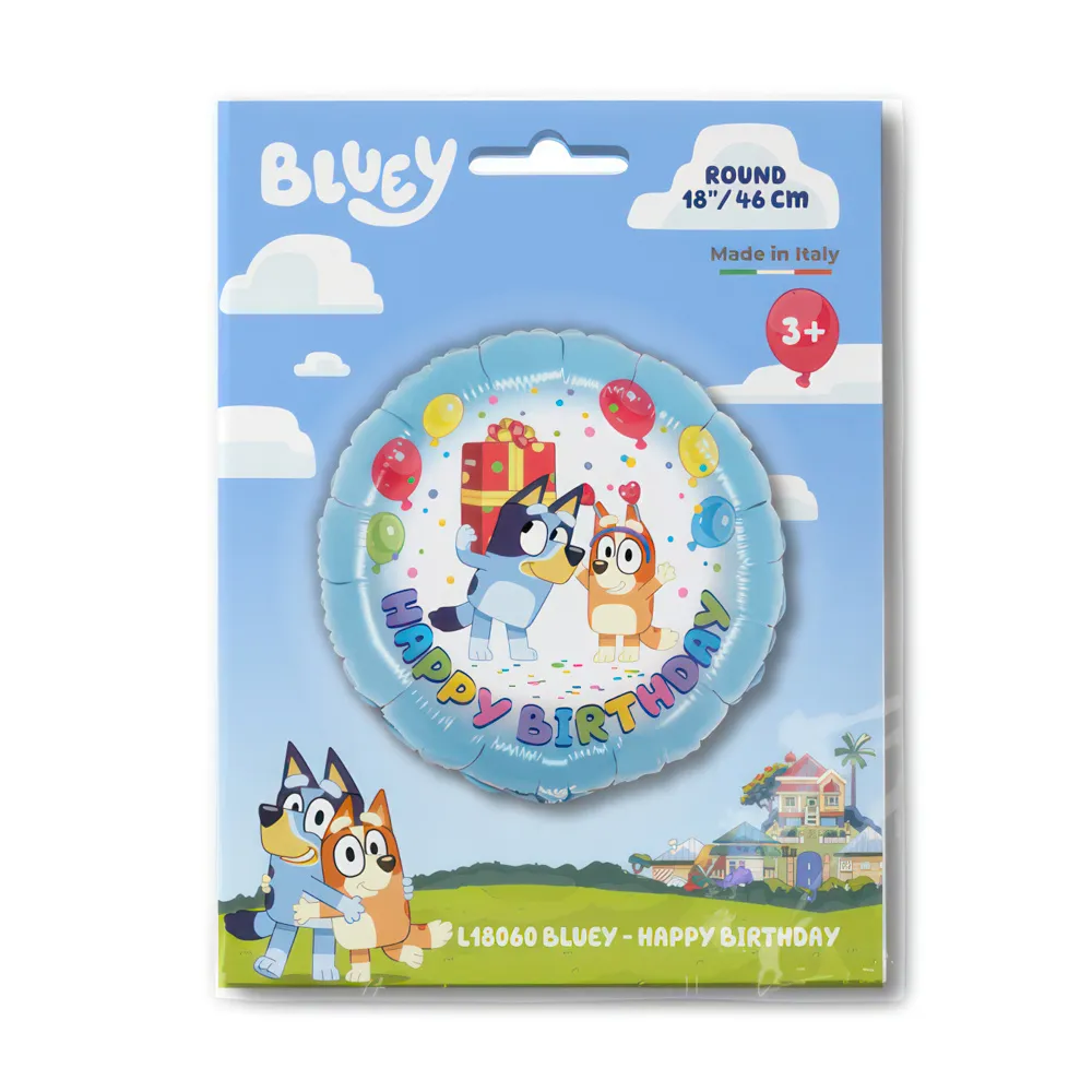 Balon Folie Rotund Happy Birthday Bluey 46cm