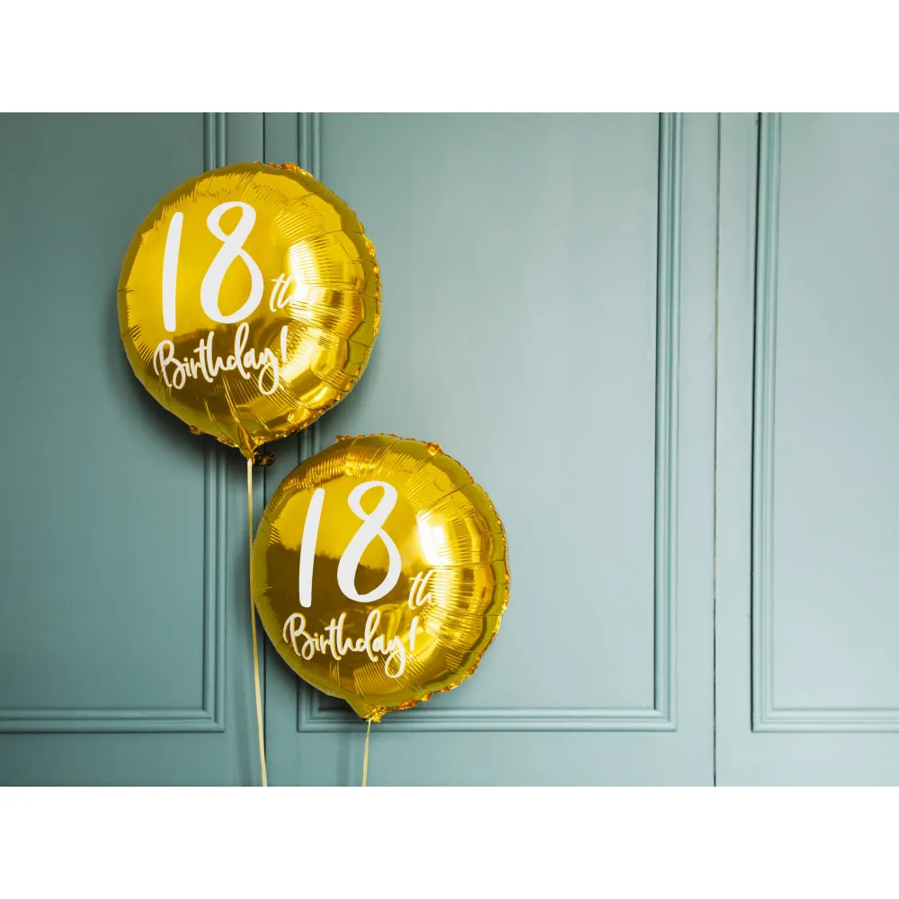 Balon Folie Gold Happy 18th Birthday 43cm