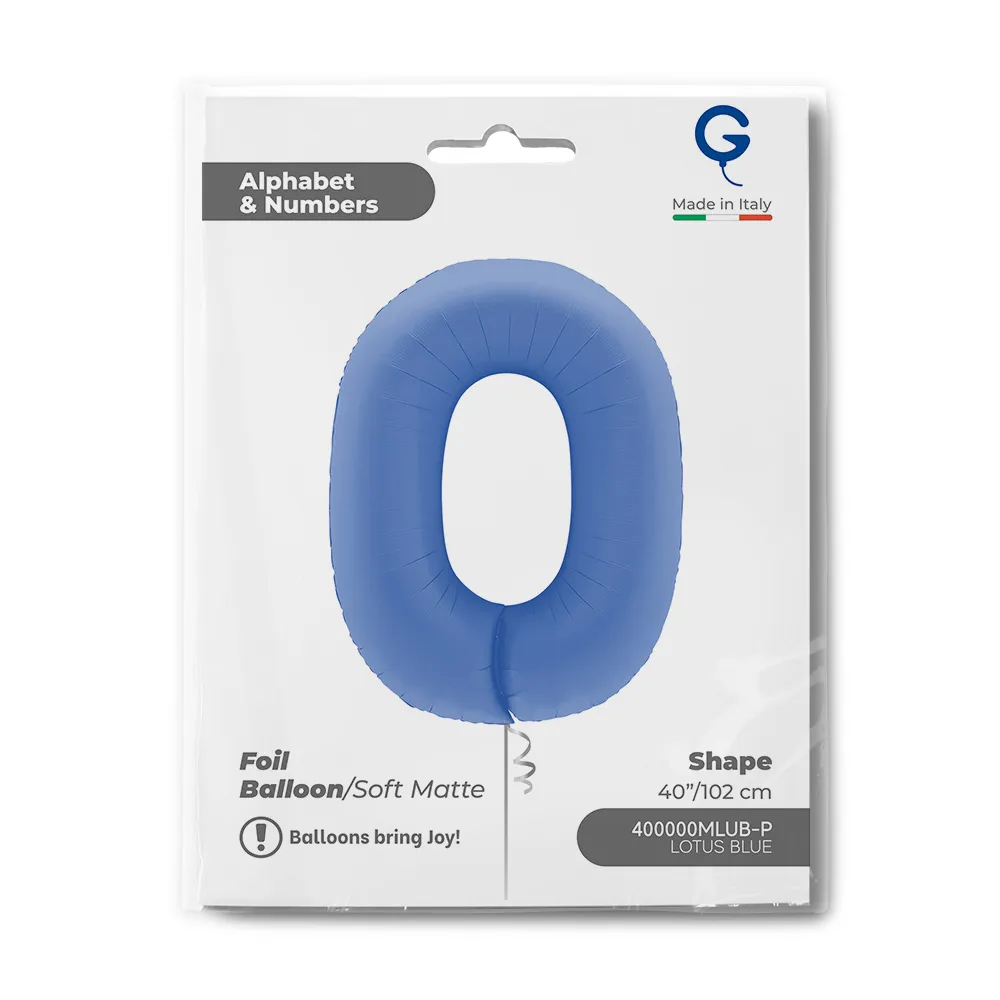 Balon Folie Cifra 0 Mat Lotus Blue 102cm