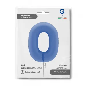 Balon Folie Cifra 0 Mat Lotus Blue 102cm