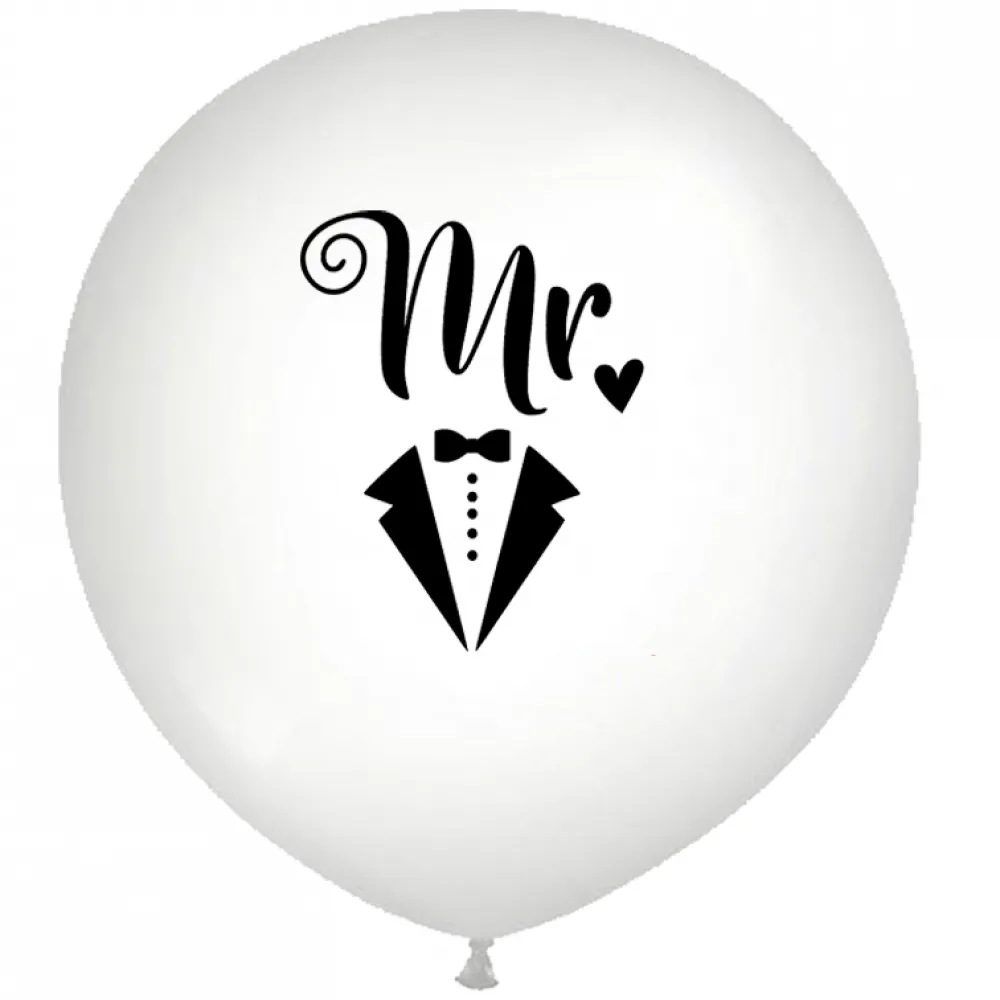 Set 2 Baloane Latex Jumbo 41cm cu print Mrs si Mr