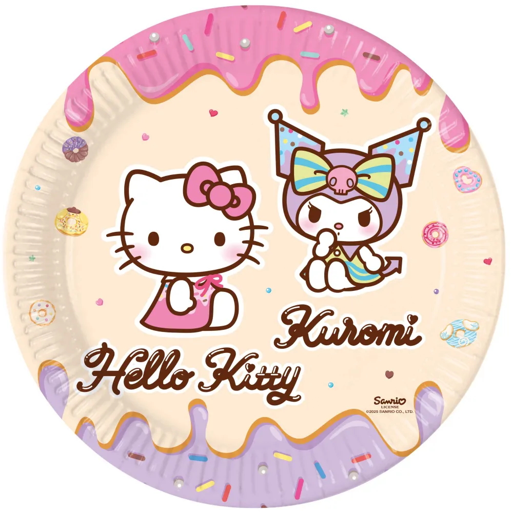 Set 8 Farfurii Petrecere 23cm Hello Kitty and Kuromi