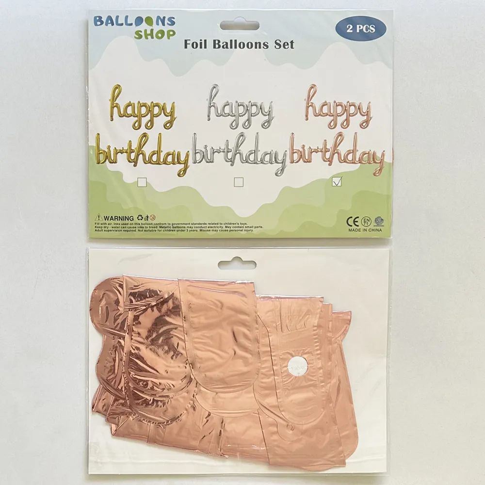 Balon Folie Scris Cursiv Happy Birthday Rose Gold