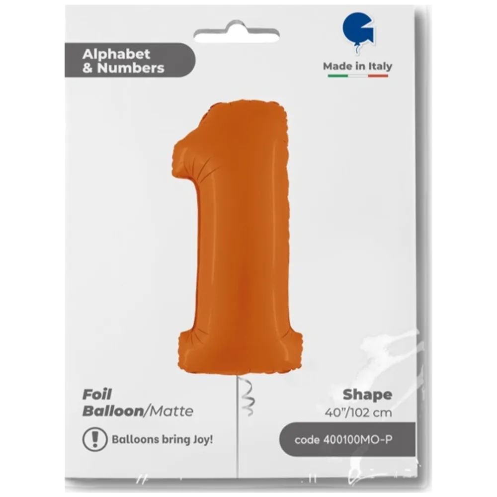Balon Folie CIFRA 1 Portocaliu 102 cm Grabo