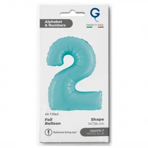 Balon Folie Cifra 2 Pastel Blue 36cm