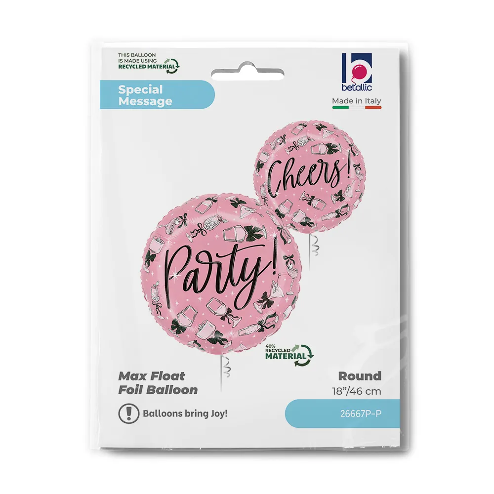 Balon Folie Rotund Pink Party 46cm