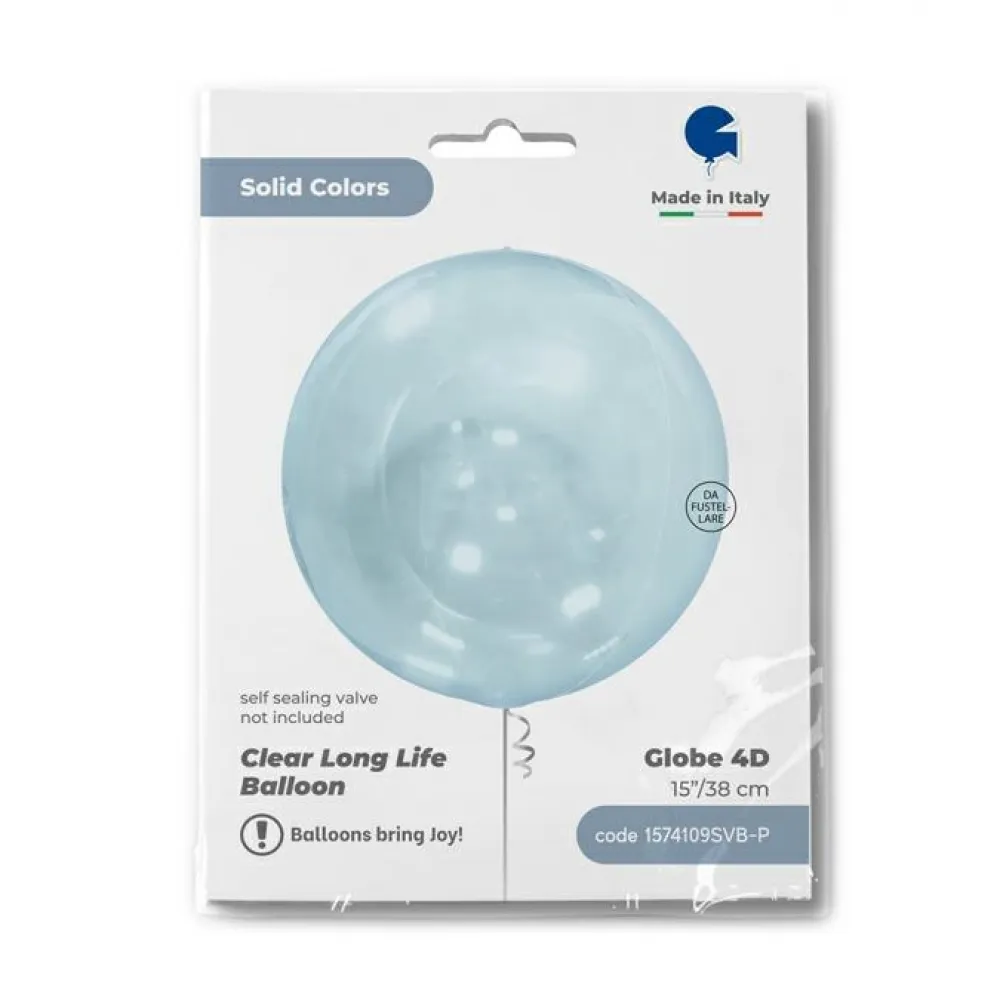 Balon Folie Sfera 4D Albastru Transparent 38 cm Grabo