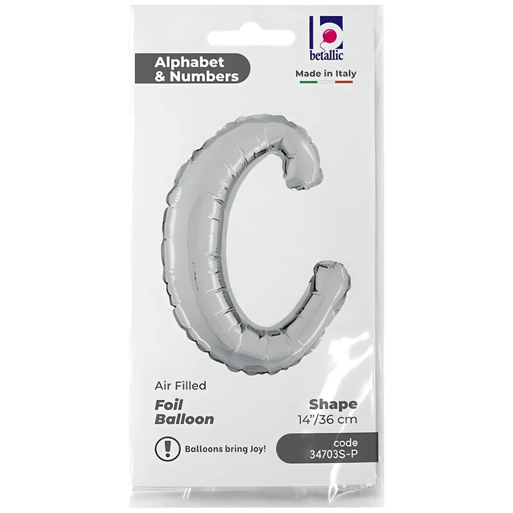 Balon Folie LITERA (AER) SCRIPT C Argintiu 35 cm Grabo
