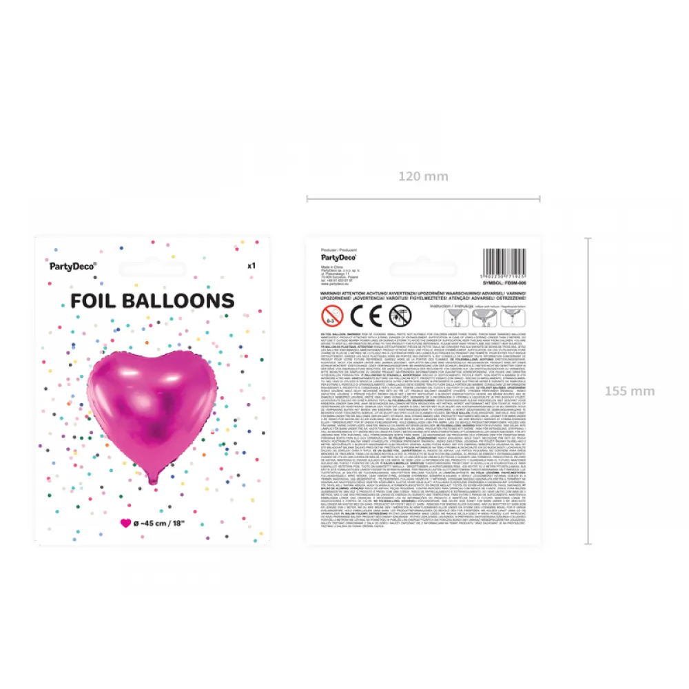 Balon folie Inima Fucsia 45cm PDC1047